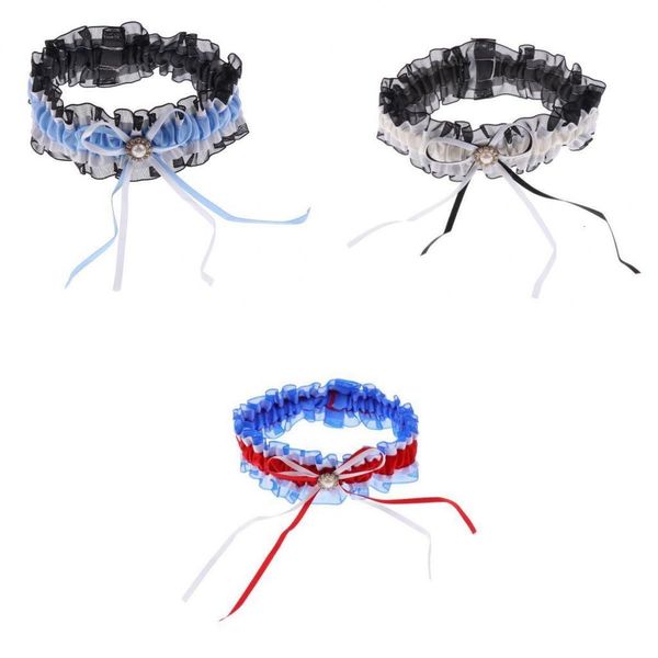 

elegant lady girls diamond bow lace garter wedding party accessories, Black;white