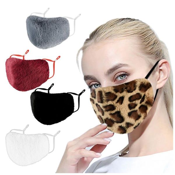 

2021 new fashion winter soft plush fashion warm mask outdoor cycling riding facemask windproof reusable, Black