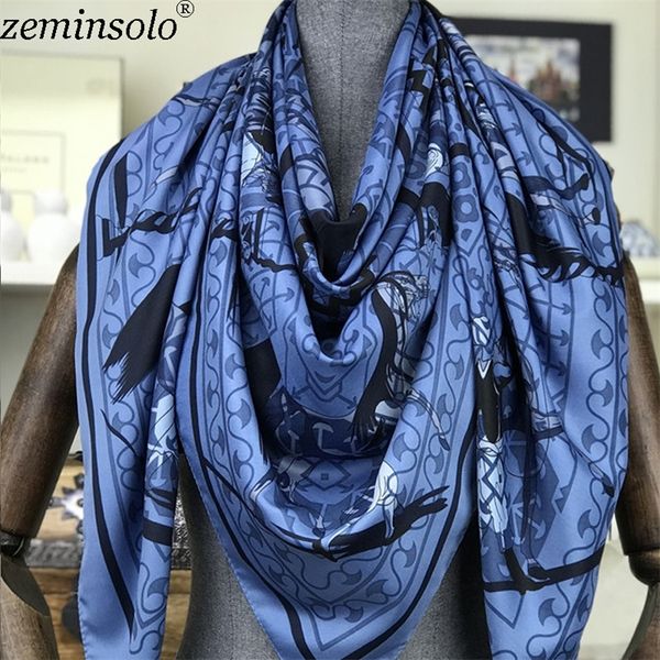 

100% шарф женщин хиджаб printed hot design 130 * 130см площади шарфы шелковый мода женский бандана wrap lady gift y201007, Blue;gray