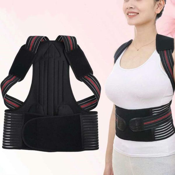 

magnetic posture adjustable back corrector humpback waist support pain belt brace should health with straightening strap kg-835, Black;blue