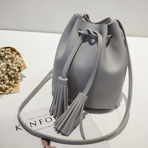 

sikote exquisite ladies bag 2020 new female package fashion messenger bucket bag 4 color shoulder with tassels tie