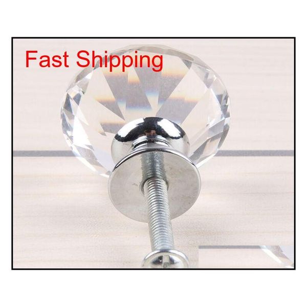 

30mm glass cabinet knob drawer shiny polished chrome pull handle kitchen door wardrobe hardware used for jlltey xmh_home