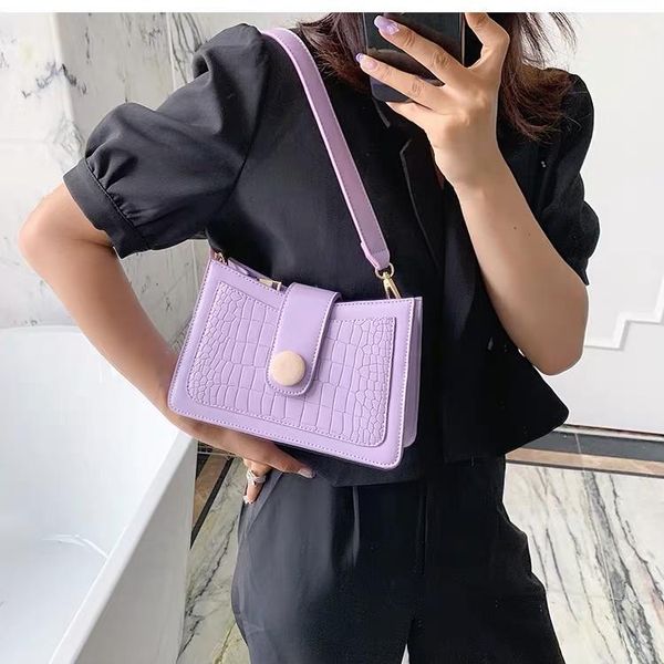 

2020 fashion crossbody bag stone pattern solid color single shoulder bag women vintage style square soft pu leather handbag