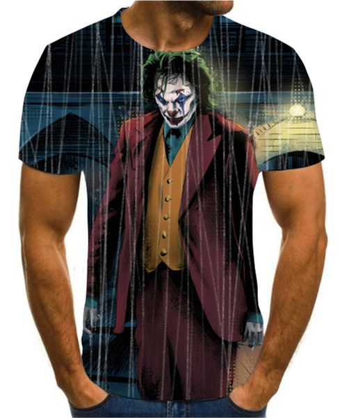 

trendy summer creative design clown face all-around 3d print shirts comics hippie plus size men clothing