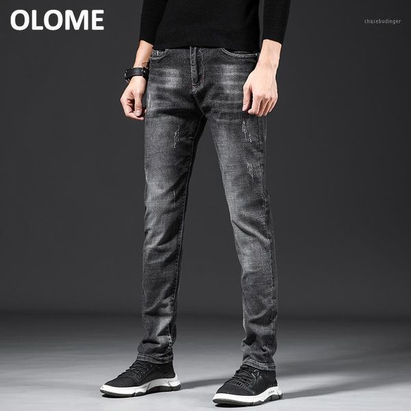 

spring and autumn new men's slim feet denim pants teen student jeans men's clothing jeans black distressed1, Blue