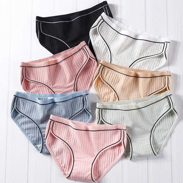 

new 2020 women's cotton super elastic ladies underwear mid waist under breathable briefs lingerie oversize panties, Black;pink