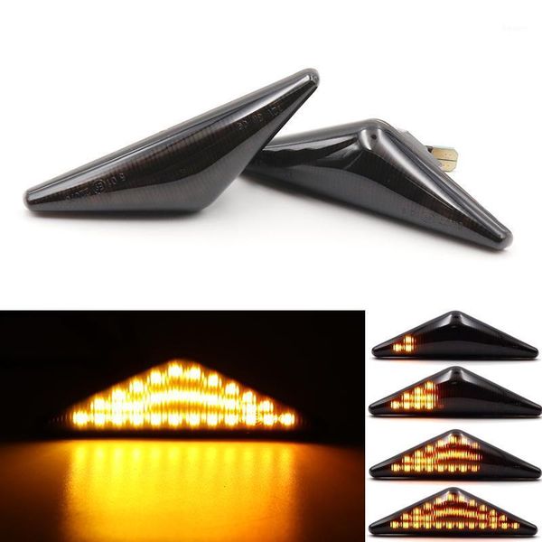 

emergency lights nisacarda 2x clear/smoke len amber dynamic flowing led side marker signal light for mondeo 2000-2006 focus1