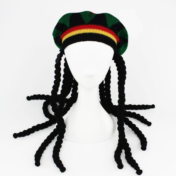 

fashion hip hop cap knitted wig braid hat male jamaican beanie winter party hombre dreadlocks czapka zimowa gorras