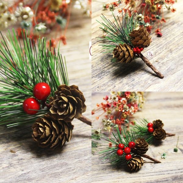 

d1r6e 3xhwk tree accessories mini accessories cones pine branches christmas decoration plug-in pine needle christmas simulation needle