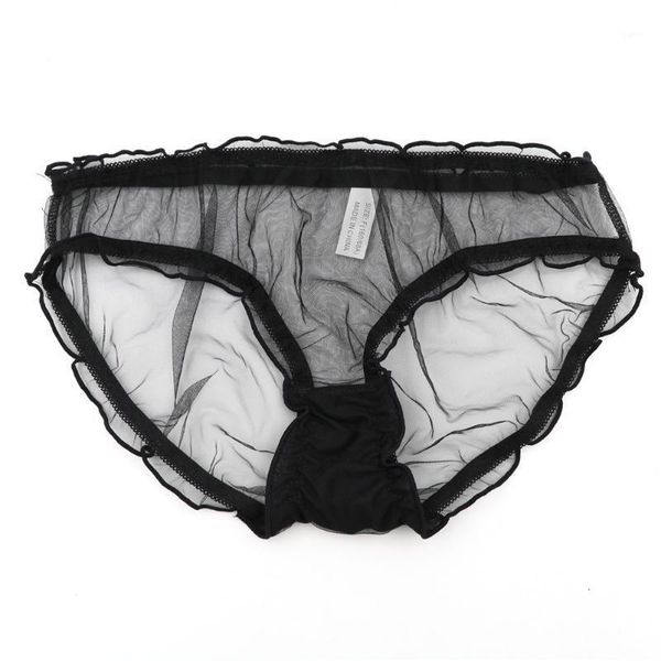 

new novelty manview panties gay underwear ice silk fabric low waist u convex crotch transparent gauze briefs1, Black;pink
