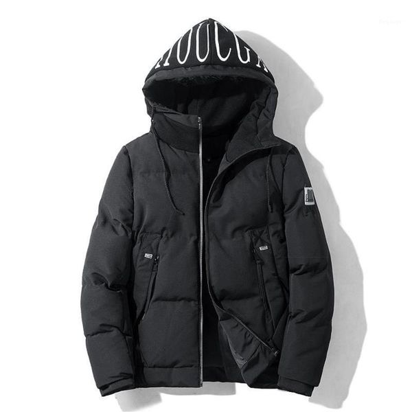 

hip letter bubble coat drop shipping fashion men winter jacket hooded warm men winter coat slim fit student male overcoat 4#1, Black
