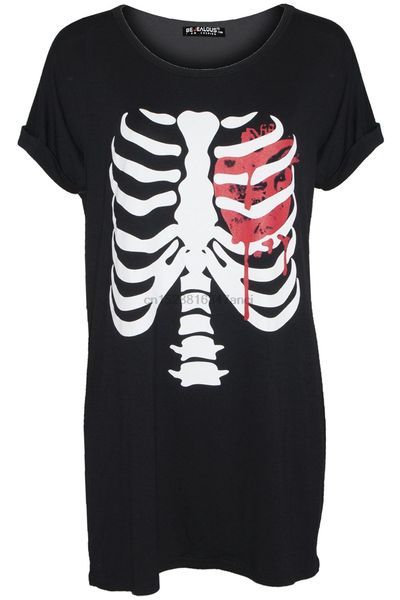 

womens ladies lagenlook halloween skull teeth scary batwing oversized cartoon men new fashion 7 sport hooded sweatshirt hoodie t shirt