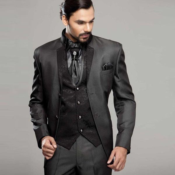 

men's suits & blazers mens grey 2021 formal groom tuxedos shawl lapel 3 set wedding slim fit blazer for men ( jacket+vest+pants+tie), White;black