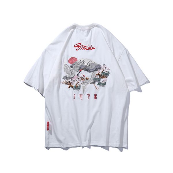 

2021 new aelfric eden japanese crane print hip hop t shirt harajuku men streetwear oversized short sleeve summer casual cotton loose i7, White;black