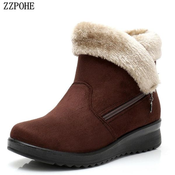 

zzpohe женщины ботильоны новая мода водонепроницаемый клин платформы клин женщины обувь женская зима теплый снег сапоги femme лодыжки ботино, Black