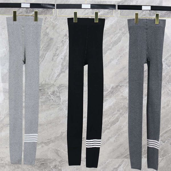 

tb four bar striped autumn and winter leggings for women, Black