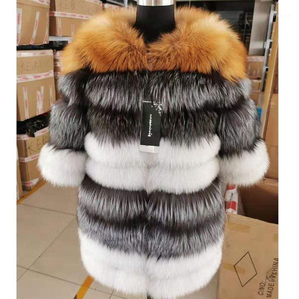 

real fur coat 100% long natural fur jacket women winter warm vest, Black