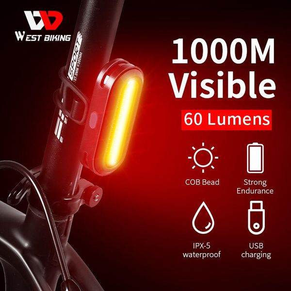 

bike lights west biking light usb rechargeable waterproof taillight 6 mode led bicycle seat post warning accessories