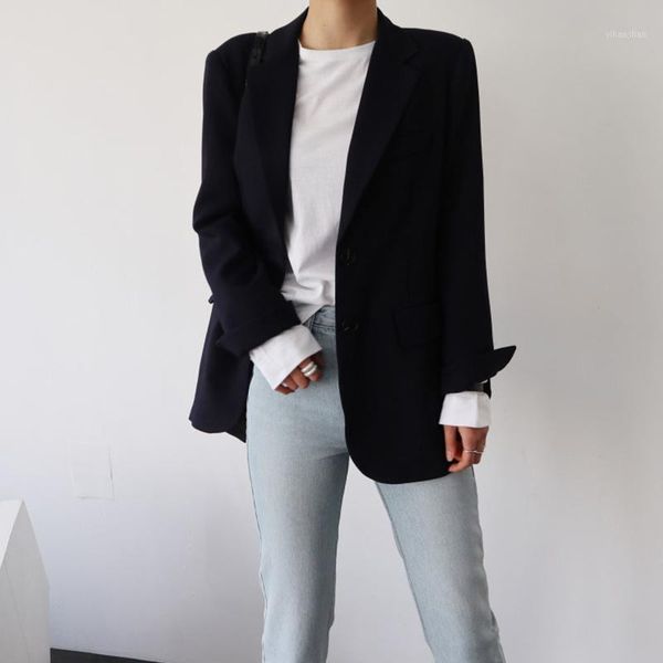 

womens blazer casual long suit jacket women's autumn casual long joker 2019 new loose south korea suit single breasted1, White;black