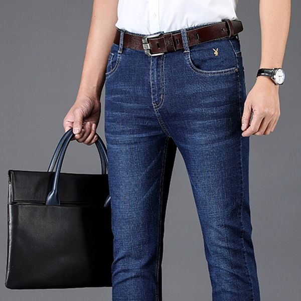 

summer thin jeans men's straight loose large size business casual casual jeansjeans and jeanspants youth men's pants lnhvx lnhv, Blue