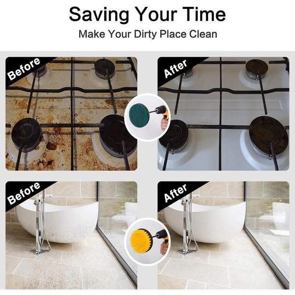

8pcs drill brush power cleaning scrubber nylons brush electric scrubber brush kit for kitchen bashroom car jllisc