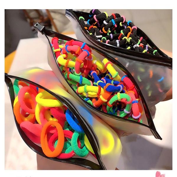 

девушки маленькие волосы резиновые полосы набор многоцветных 100 шт. / сумка эластичные полосы волос пони хвосты держатель детские девушки г, Golden;silver