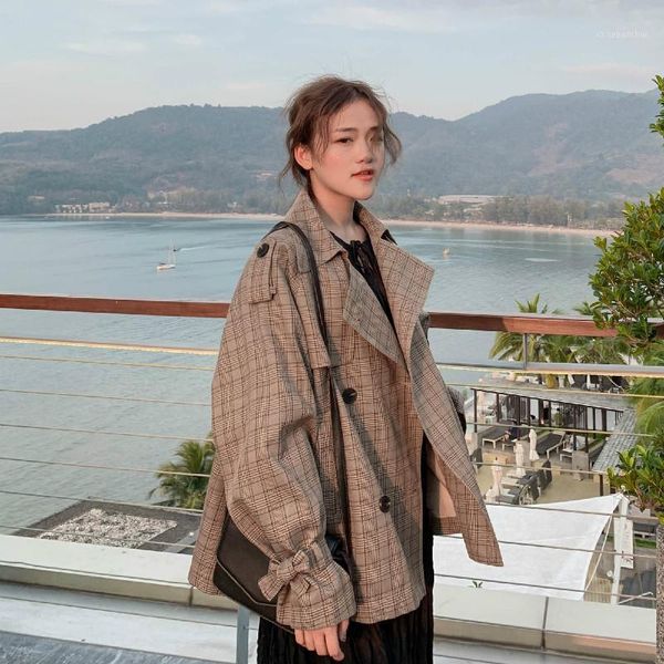 

female coat spring autumn jacket women clothes 2019 korean vintage jackets for women windbreaker chaqueta mujer zt30861, Tan;black
