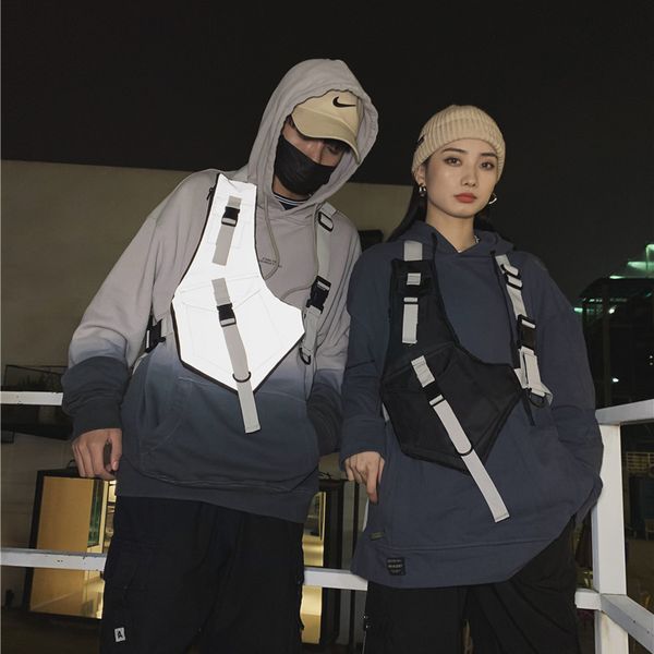 

reflective triangle waist bag street wear crossbody chest bag men nylon waterproof crossbody bags casual travel fanny waist pack c1026