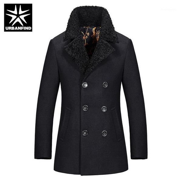 

wholesale- urbanfind double breasted slim men trench size -3xl man fashion turn-down collar outwears black / wine red winter coats1, Tan;black