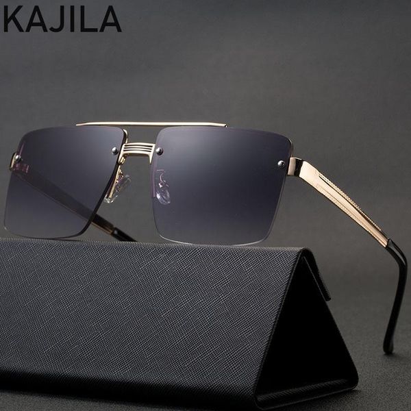 

square rimless sunglasses men 2021 trend vintage sun glasses for women with a box big frame frameless sunglass gafas de sol, White;black