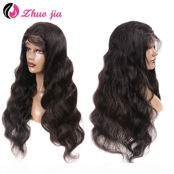

zhuo jia brazilian body wave 4x4 lace human hair wigs for black women transparent 180% density remy hair human hair wigs