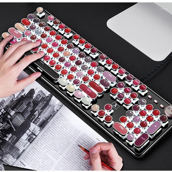 

mechanical keyboard metal backlit retro usb wired 104 keys office for lapdeskpc gamer game keyboard1