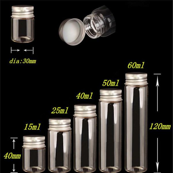 

glass bottles screw empty wishing bottles 15ml 25ml 40ml 50ml 60ml aluminium cap seal jars food grade bottl bbycaf