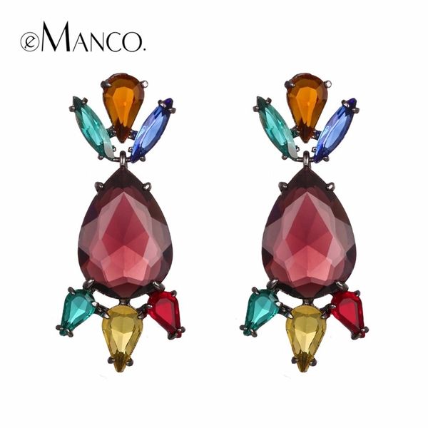 

emanco luxury mixed color big drop dangle crystal earrings for women happiness new fashion earring jewelry accessories y200323, Golden