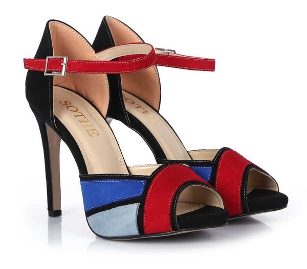 

stl-3031 women platform heels shoes night party evening dress high fashion strappy buckled thin heels, Black