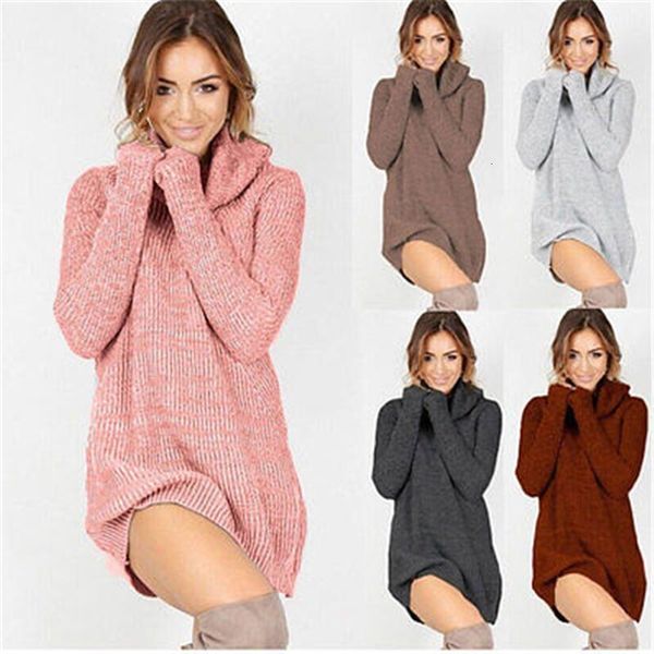 

womens cowl neck loose long sleeve oversize sweater jumper shirt dress drop shipping good quality, Black;gray
