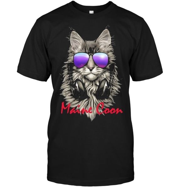 

brand cat funny dj maine coon men short sleeve hoodie designers t shirts sweatshirt