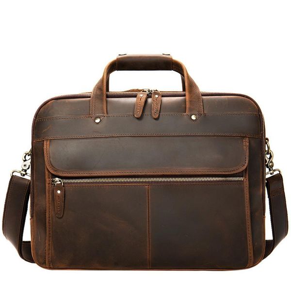 

vintage crazy horse genuine leather men briefcase for 15 inch lappurse male shoulder crossbody bag office business handbag
