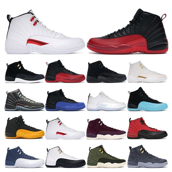 

jumpman 12 men basketball shoes 12s twist utility flu game reverse taxi bordeaux michigan stone blue mens trainers sports sneakers outdoor