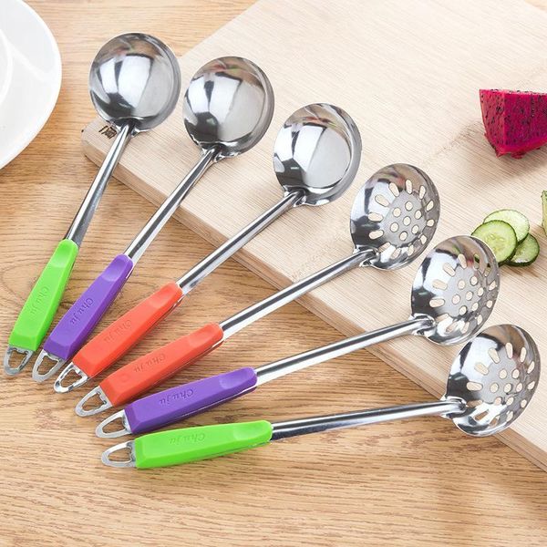 

stainless steel large soup spoon ladle skimmer colander filter support kitchen cooking tools1