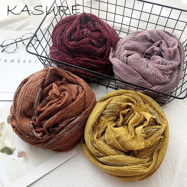 

kasure 2020 new japanese bohemia striped cotton linen scarf women classic tassel retro women shawls wrap soft foulard, Blue;gray