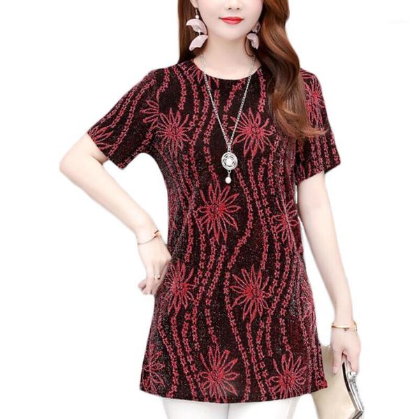 

fashion print lace blouse women shirts short sleeve shiny bright silk women blouses casual plus size 5xl blusas mujer1, White