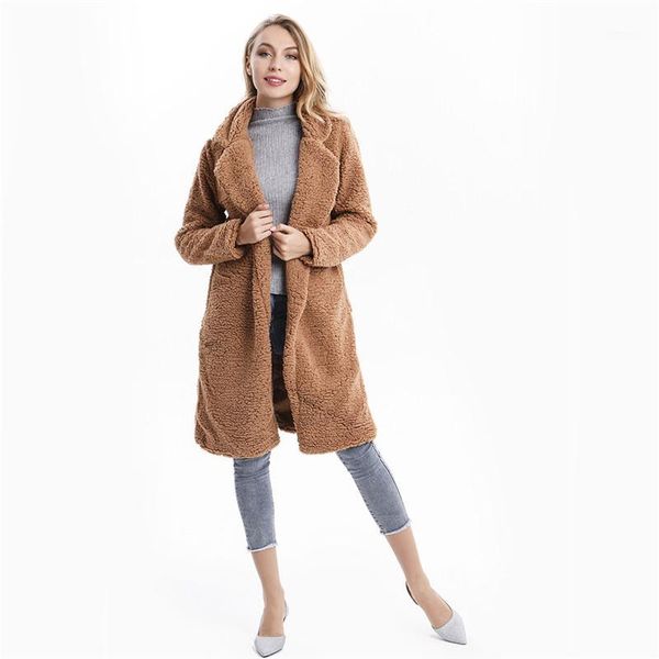 

women's wool & blends fashion lamb velvet coat winter women jacket streetwear casual slim warm long sleeve cardigan casaco feminino1, Black