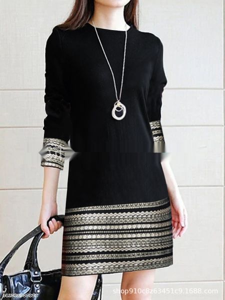 

aqi7j elegant digital dressspring printing round neck elegant long 2019 sleeve 2019 dressdigital dressspring printing round neck dress long, Black;gray