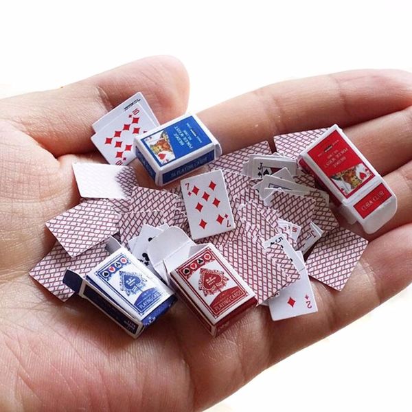 

1 set 1:12 cute miniature dollhouse cute mini poker playing cards style random mini cute poker doll accessories