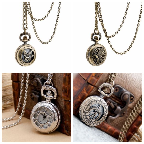 

engraved wen ancient wheel pocket watch necklace vintage accessories wholesale korean version sweater chain fashion watch white steel sunflo, Slivery;golden