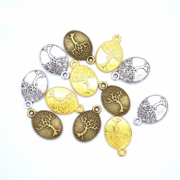 

pack of 300pcs tree of life charms pendants craft supplies for jewelry making tibetan accessories for bracelets necklace diy 1812mm, Bronze;silver
