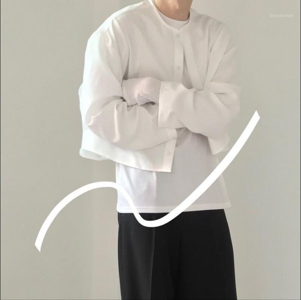 

men's casual shirts s-5xl 2021 men's clothing hair stylist brief shirt coat plus size stage singer costumes1, White;black