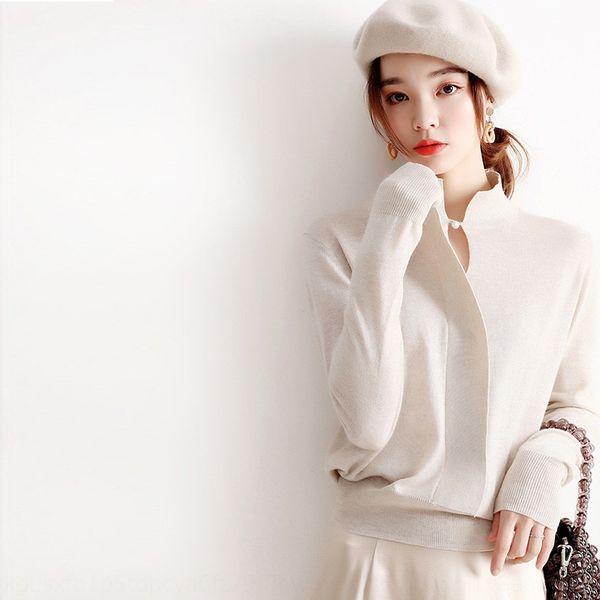 

new french neckline is the highlight small design with shiny silk small vertical collar obsidian button silk wool button wool sweater 6rsm6, White;black