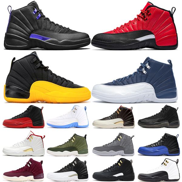 

dark concord indigo blue 12 12s men basketball shoes flu game college michigan playoff university gold fiba college navy sports sneakers